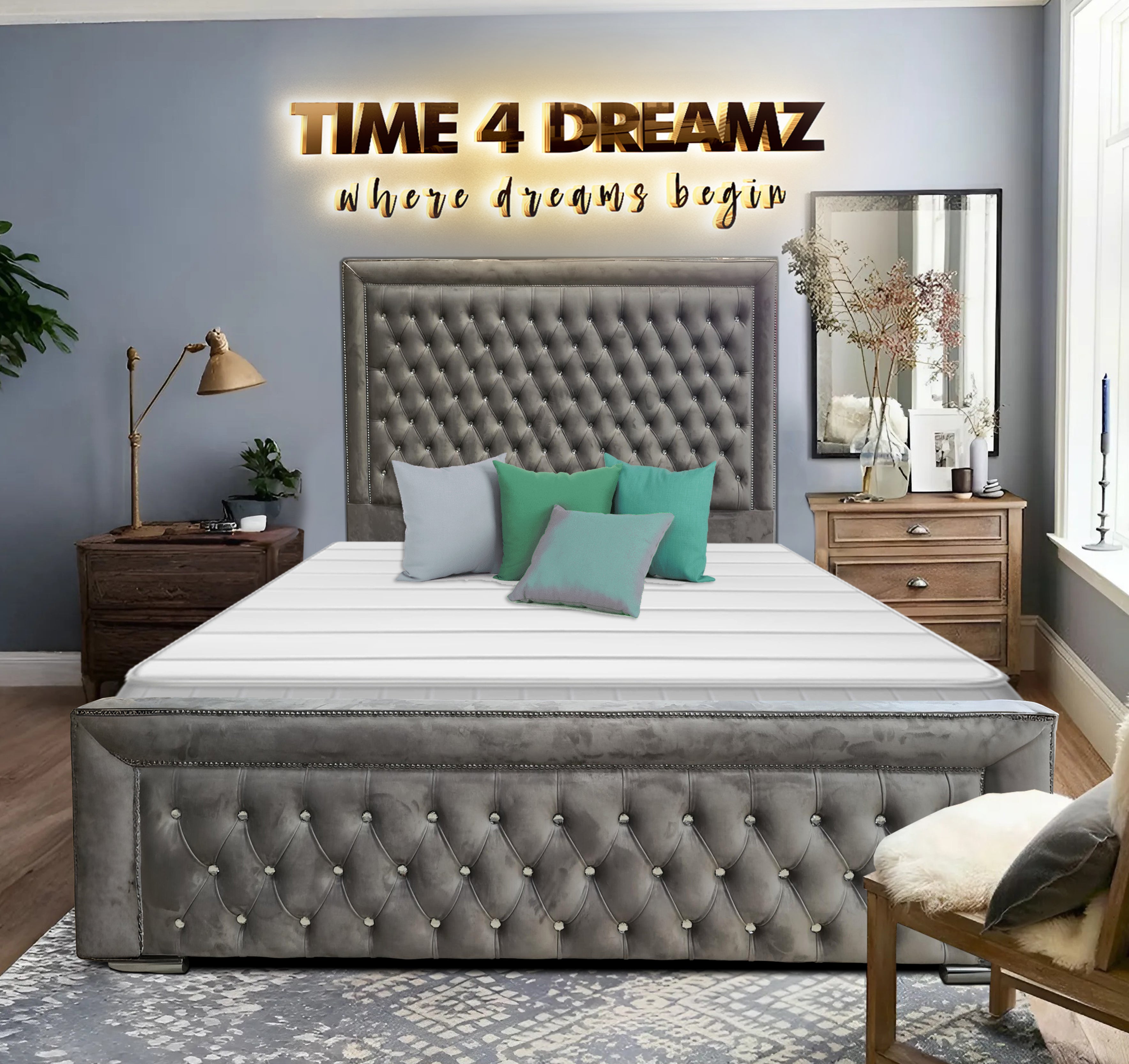 Roselyn Tufted Velvet Bed by Time4Dreamz