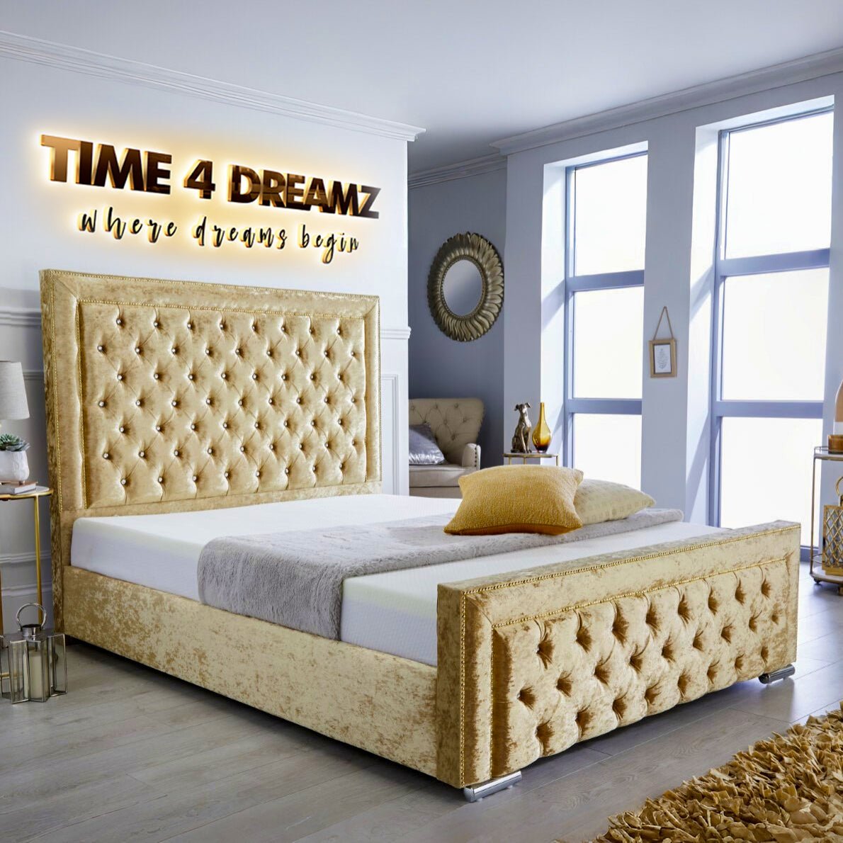 Roselyn Tufted Velvet Bed by Time4Dreamz