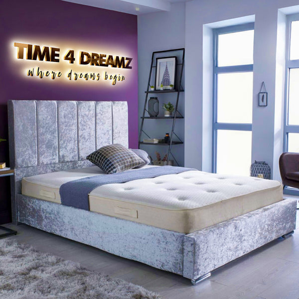 Trafalgar Silver Crushed Velvet Bed Frame by Time4Dreamz